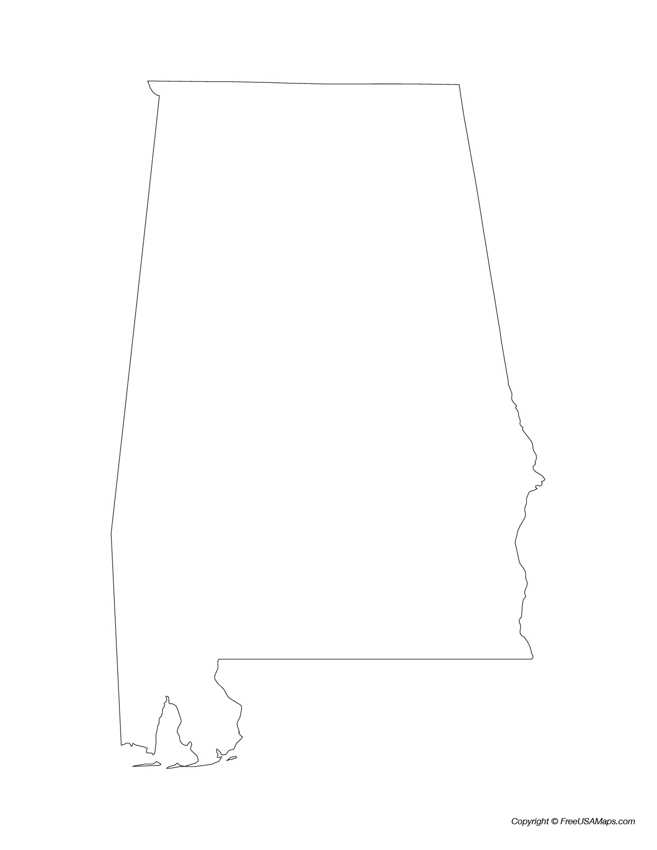 Map of Alabama State Outline