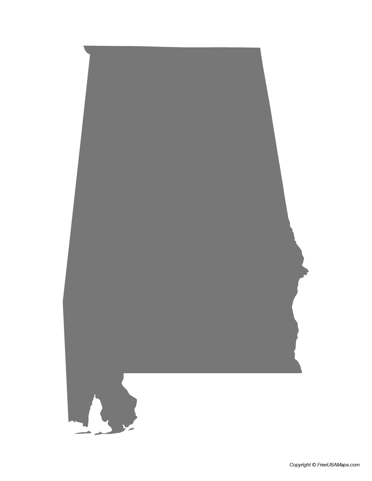 Map of Alabama State Shape