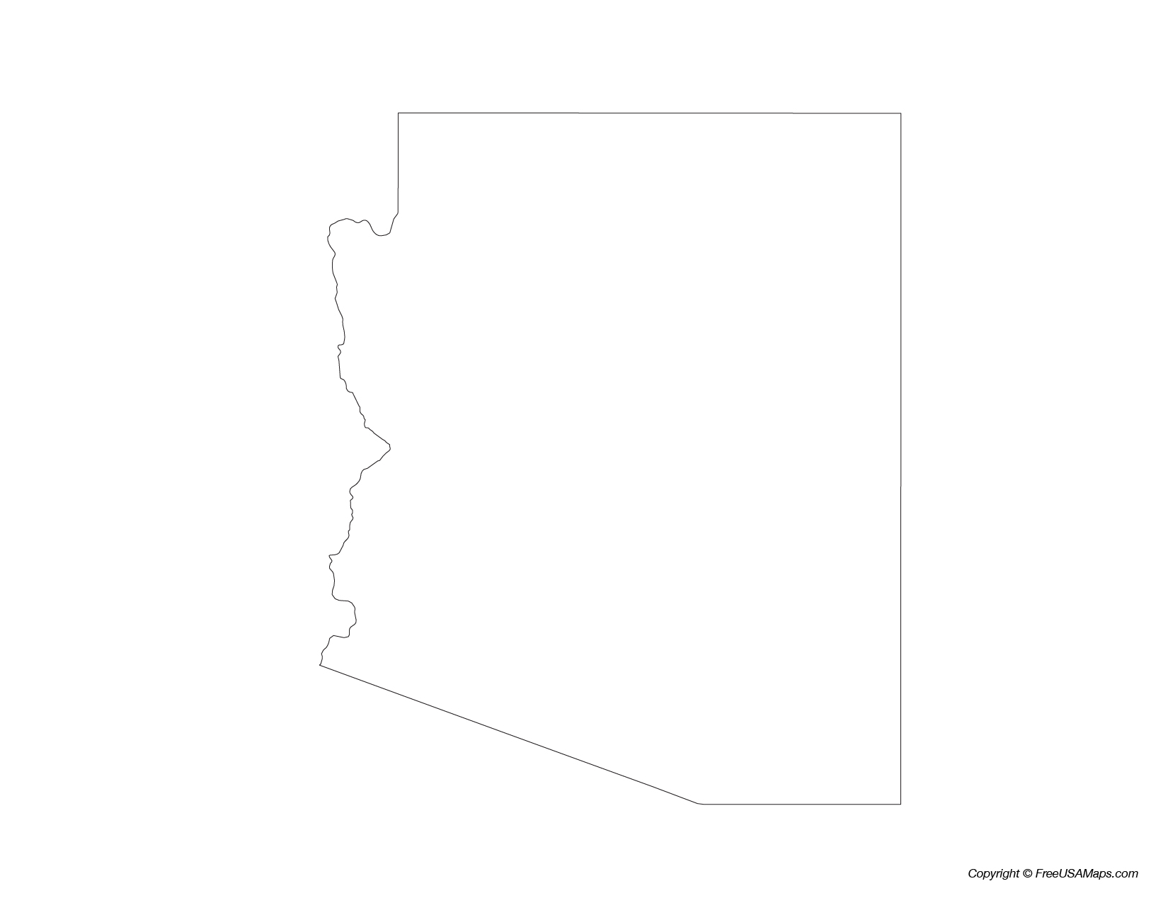 Map of Arizona State Outline Map of Arizona State Outline