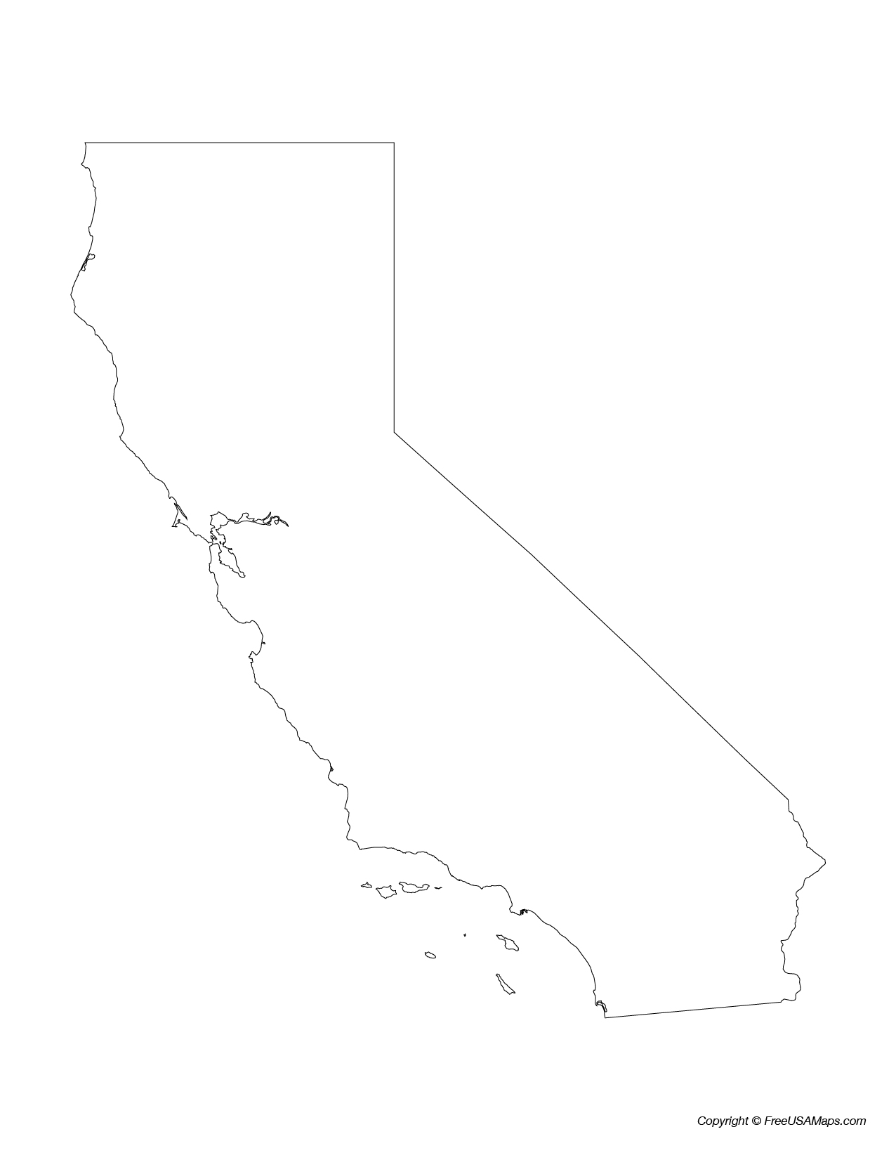 Map of California State Outline