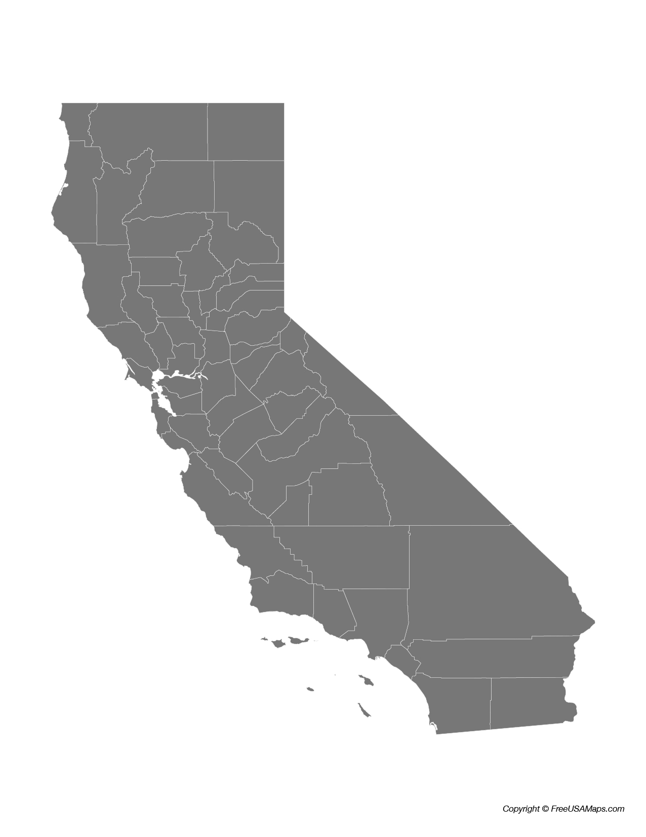 Map of California with Counties