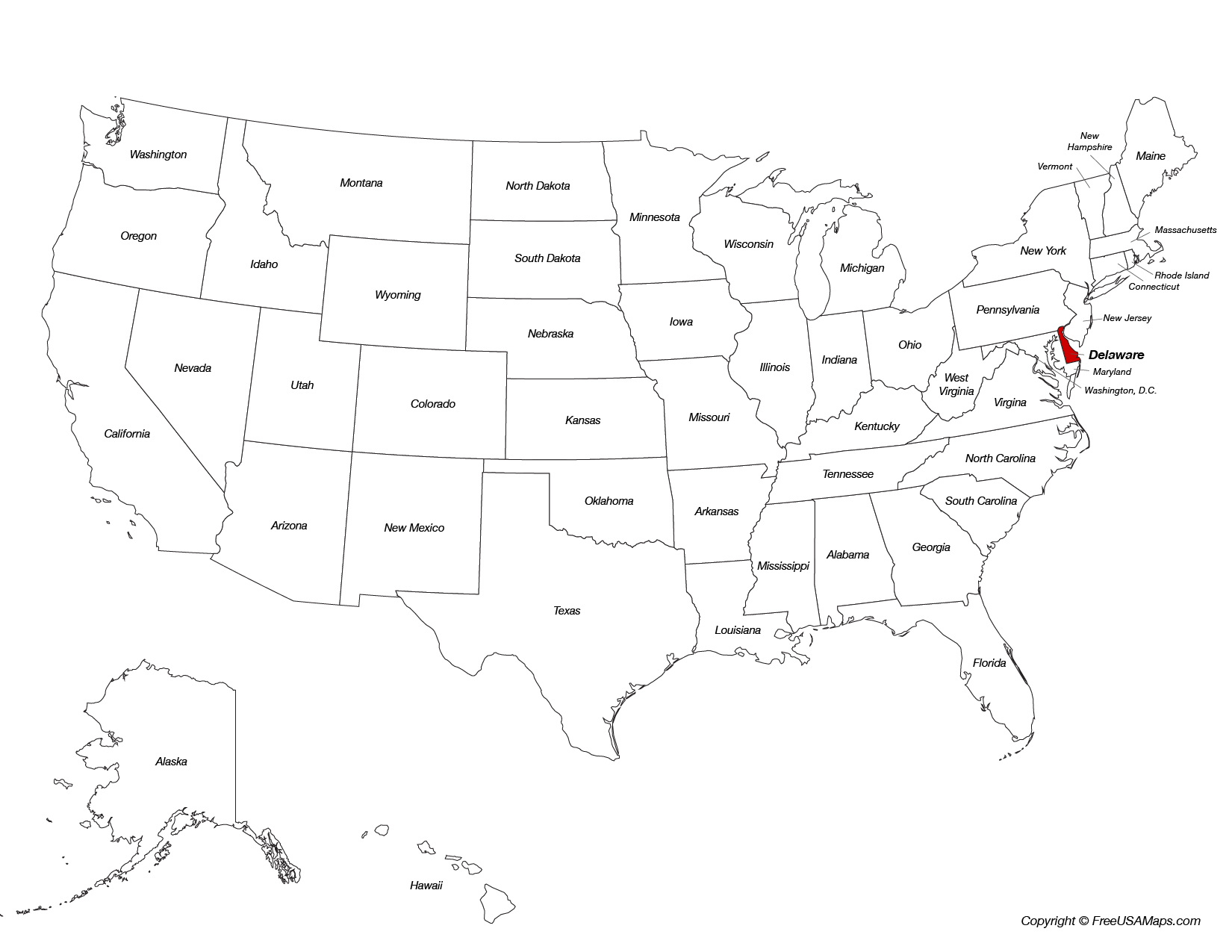 Map of Delaware Location on the US Map Map of Delaware Location on the US Map