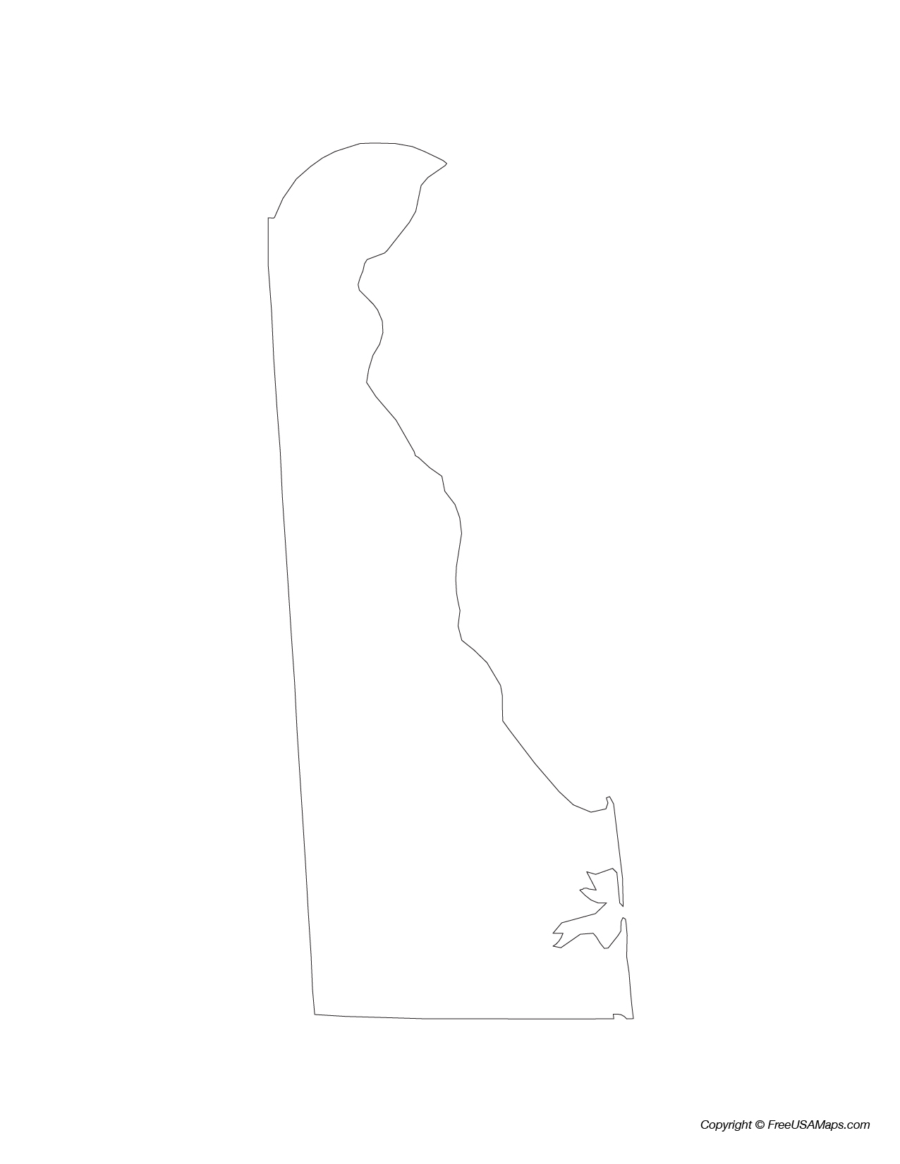 Map of Delaware State Outline