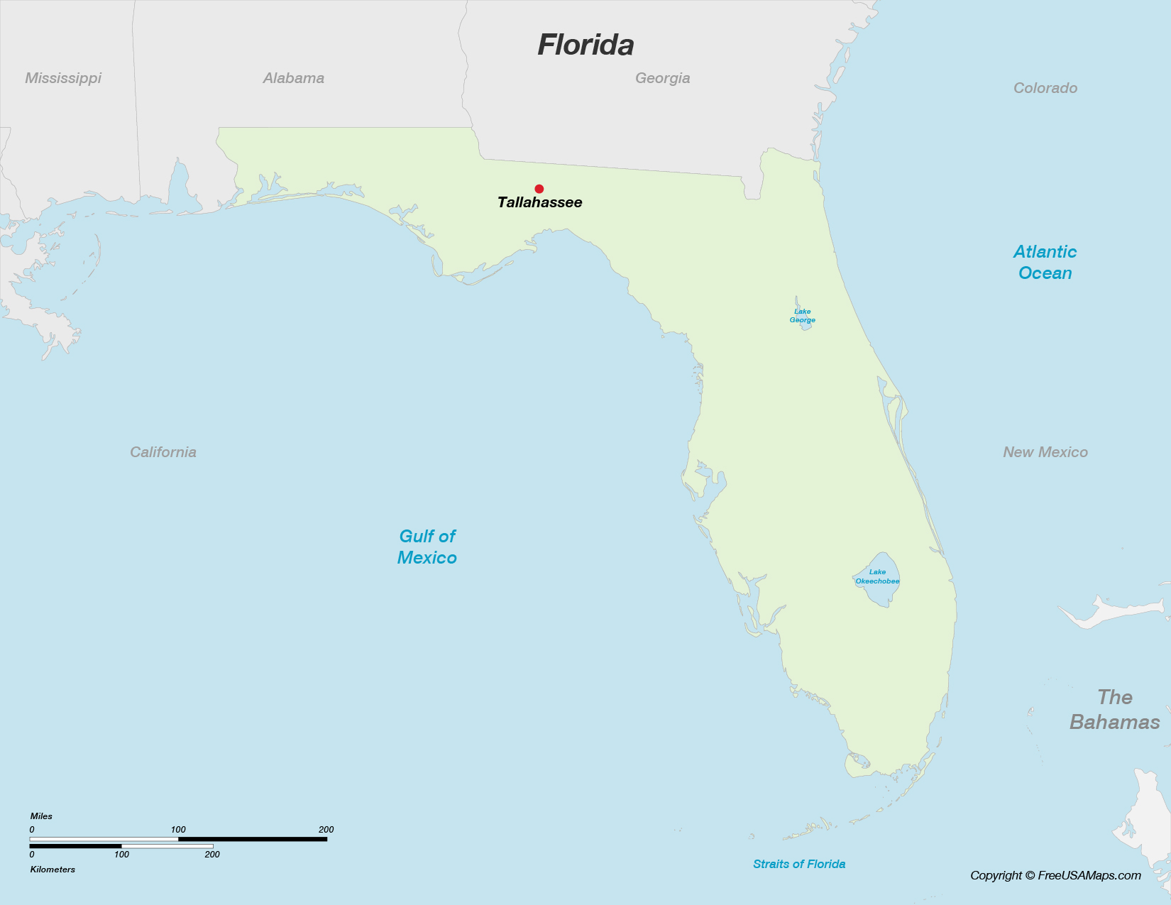 Map of Florida with Capital