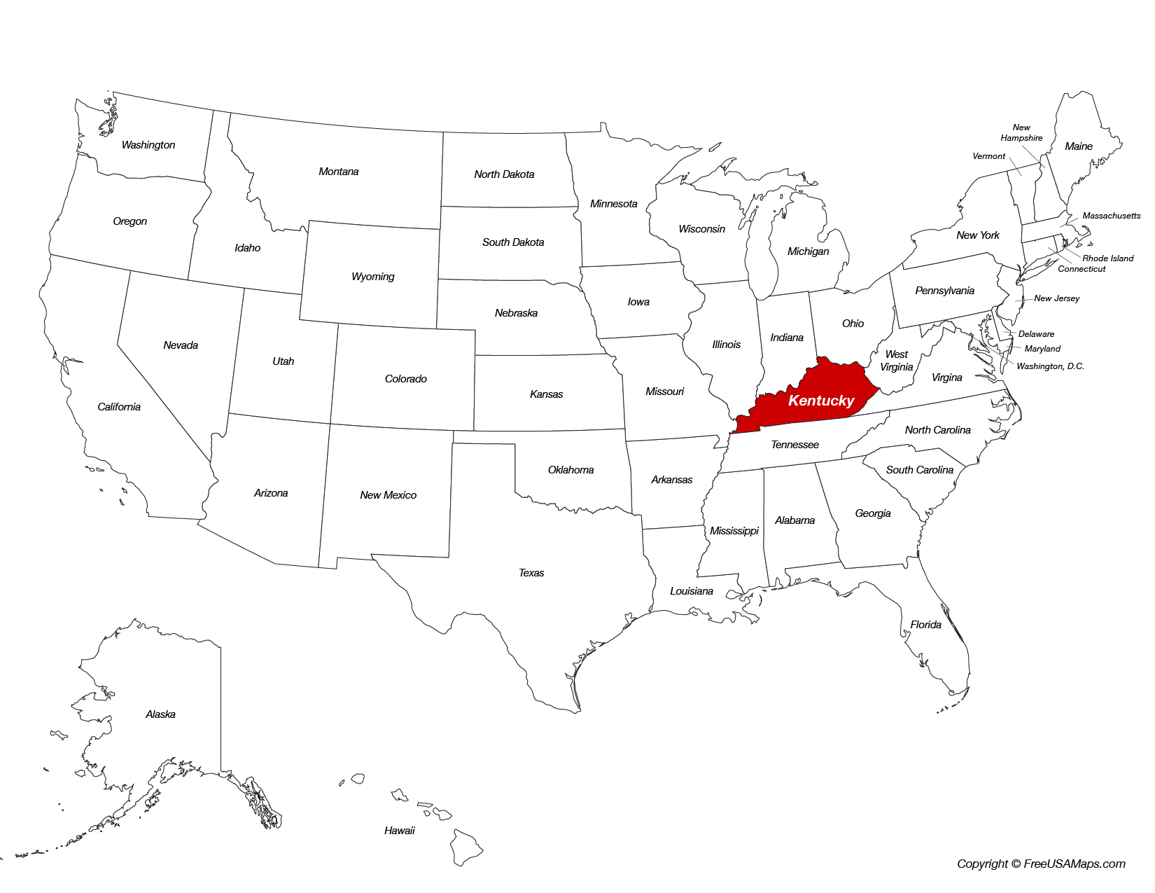 Map of Kentucky Location on the US Map