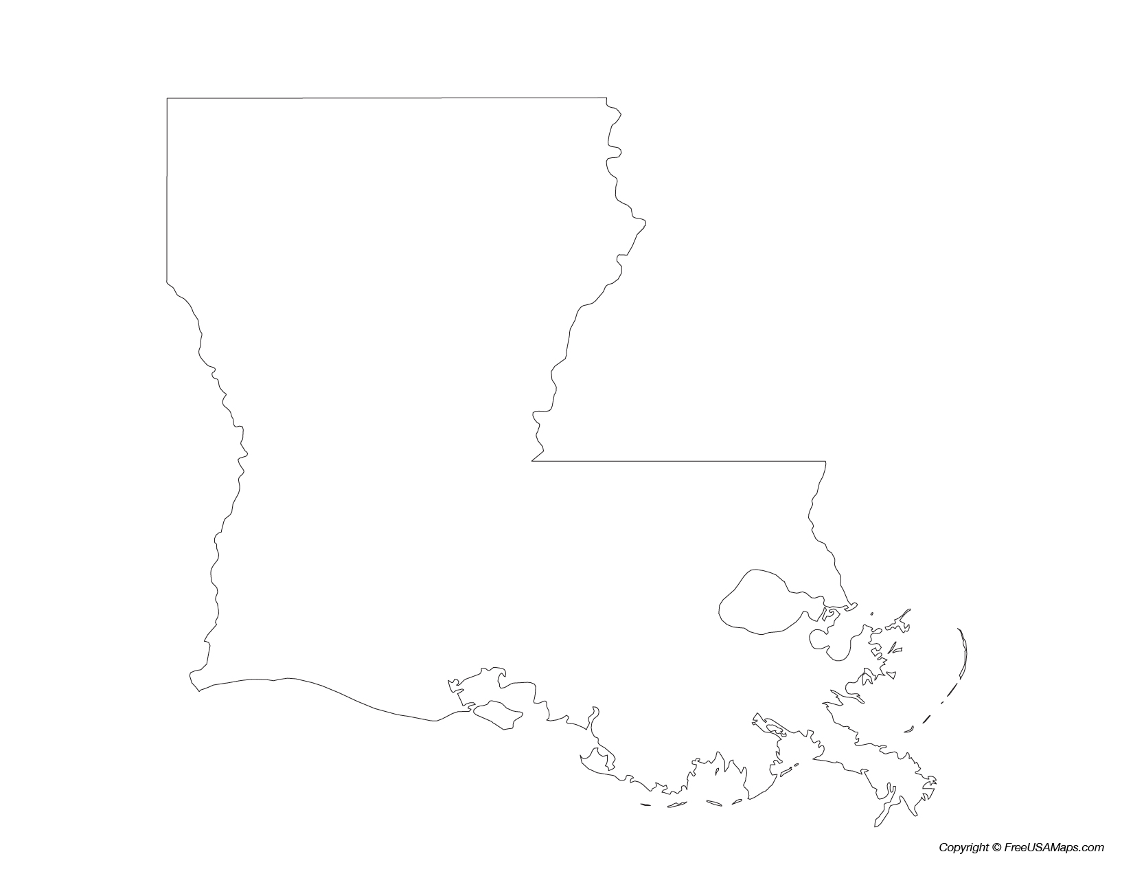 Map of Louisiana State Outline