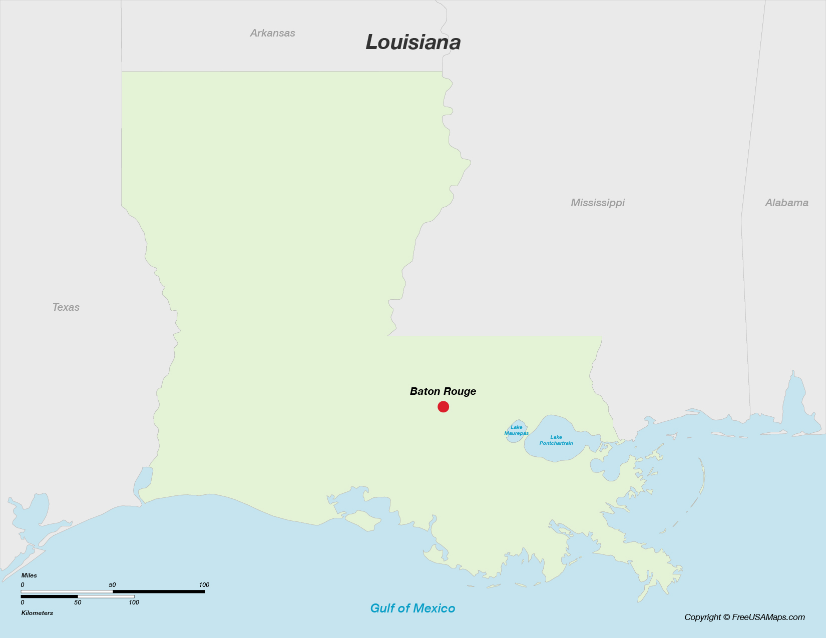 Map of Louisiana with Capital