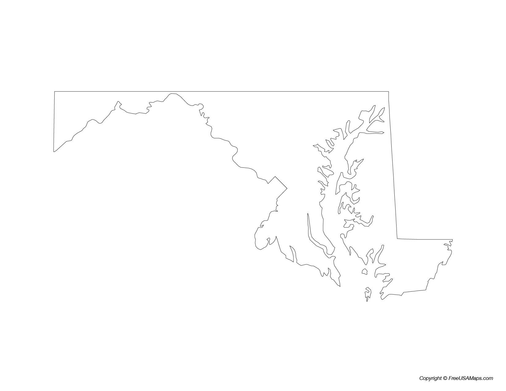 Map of Maryland State Outline