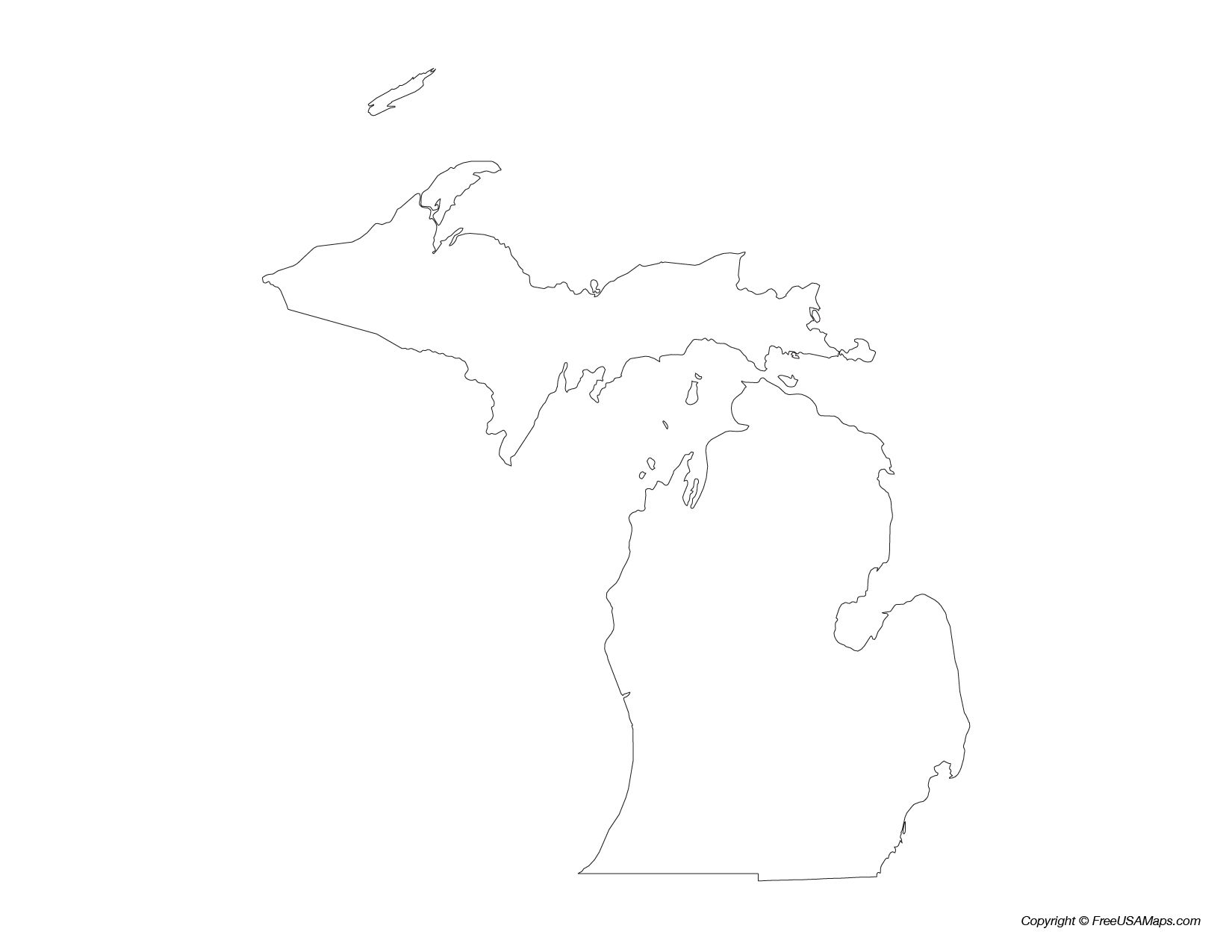 Map of Michigan State Outline