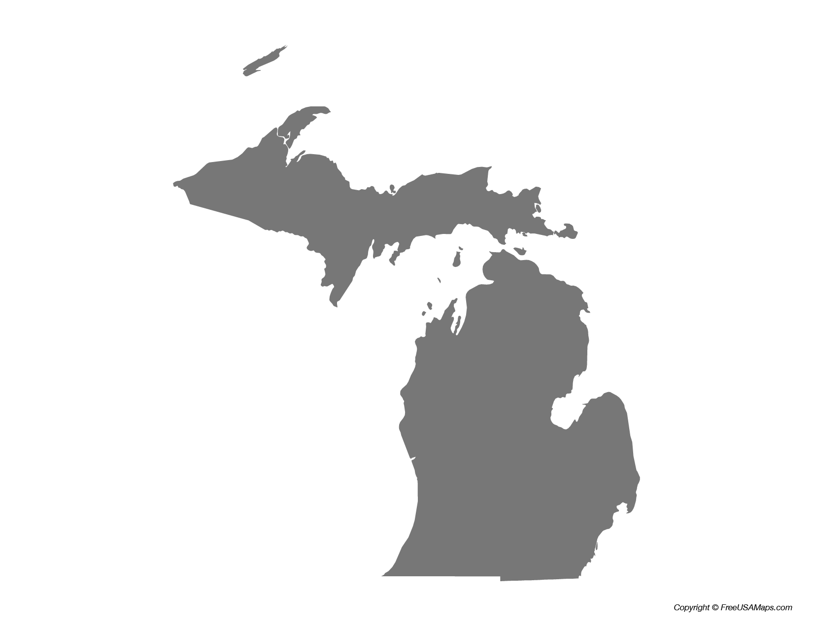 Map of Michigan State Shape
