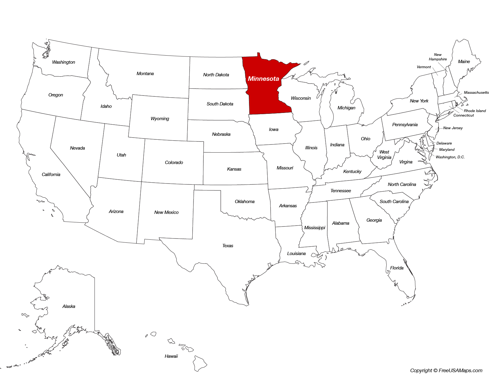 Map of Minnesota Location on the US Map
