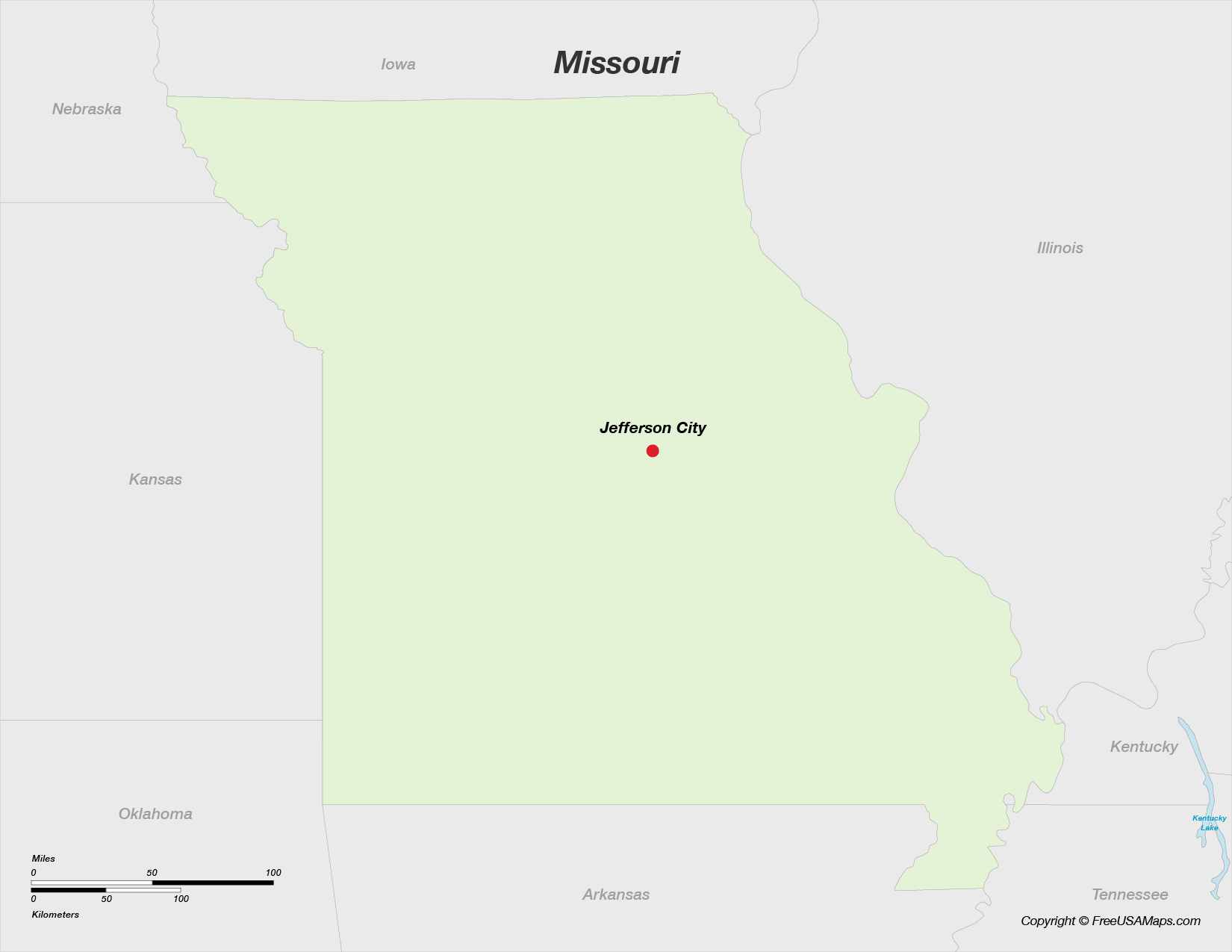 Map of Missouri with Capital