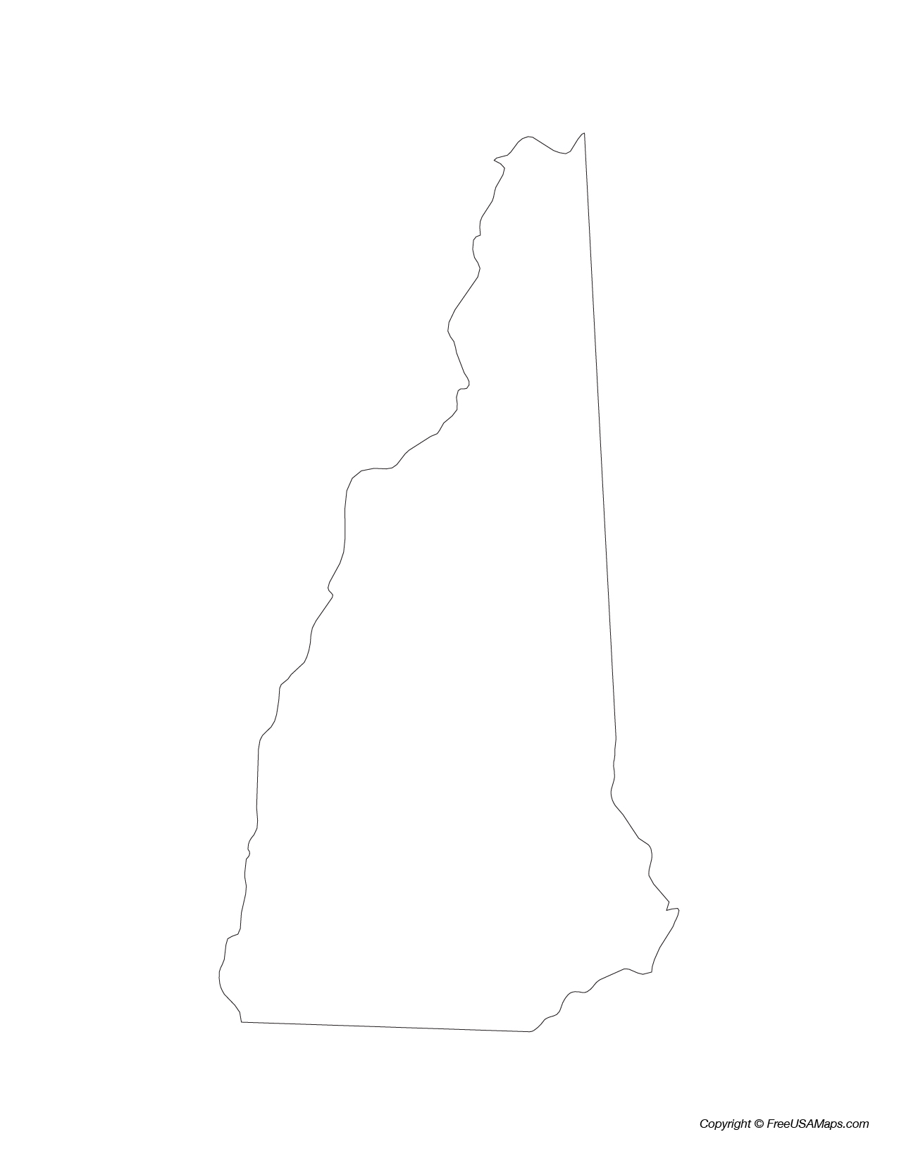 Map of New Hampshire State Outline