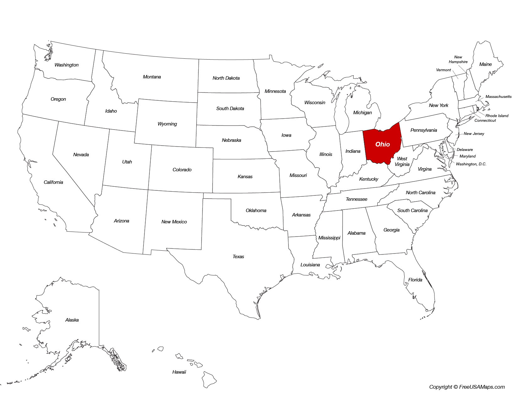 Map of Ohio Location on the US Map