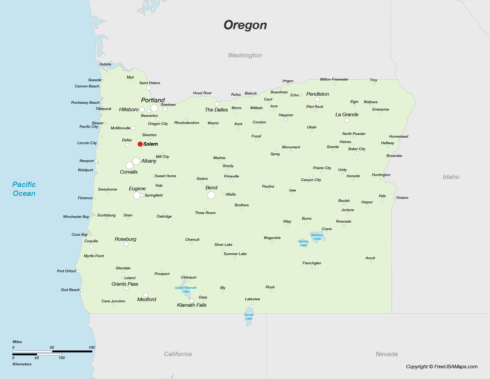 Map of Oregon with Cities Map of Oregon with Cities