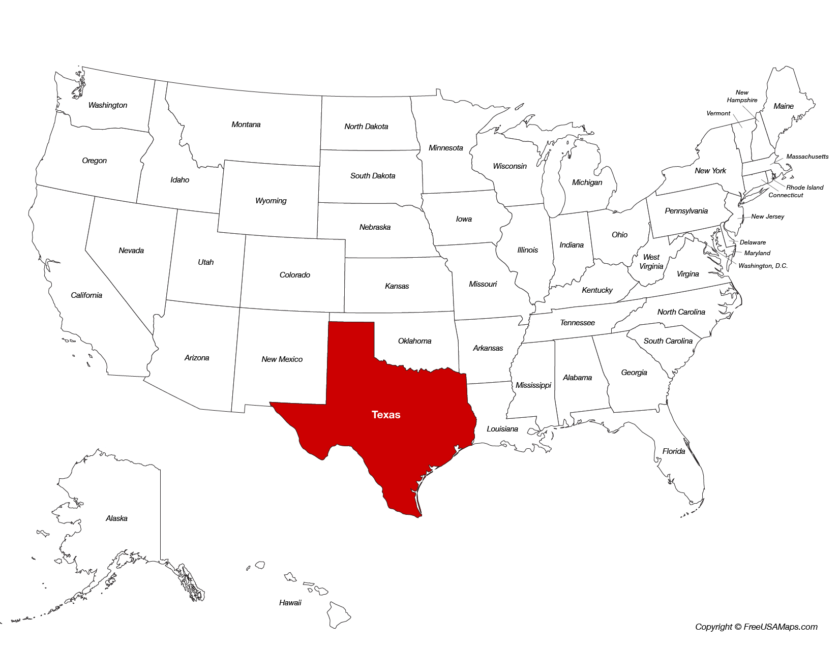 Map of Texas Location on the US Map