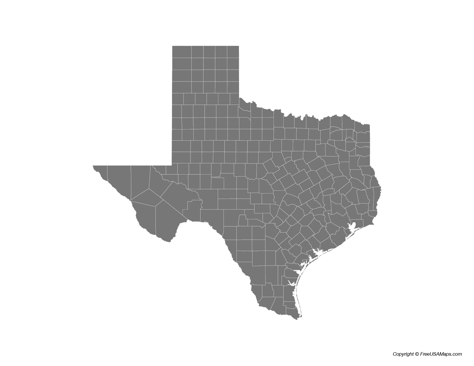 Map of Texas with Counties