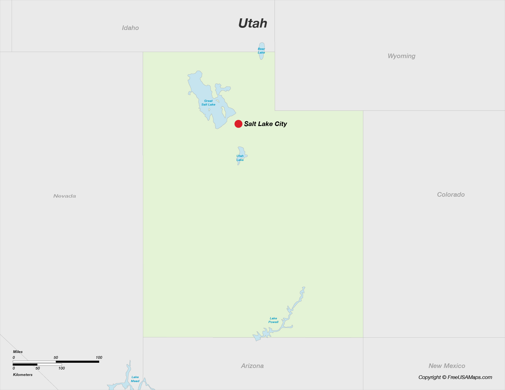 Map of Utah with Capital