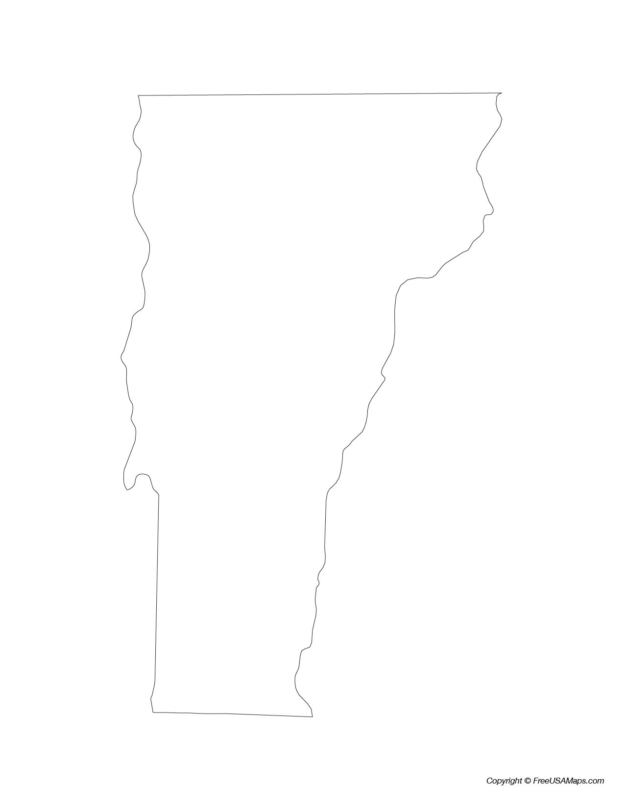 Map of Vermont State Outline