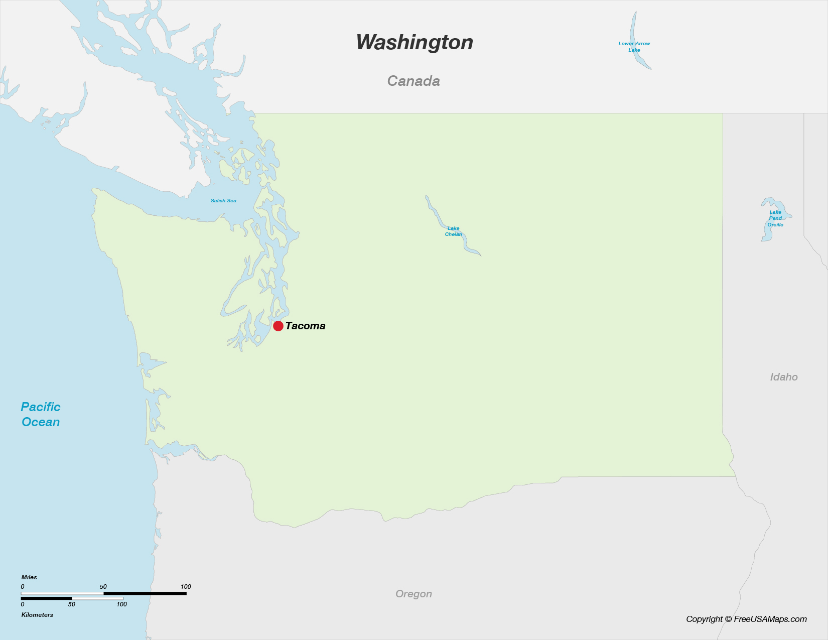 Map of Washington with Capital