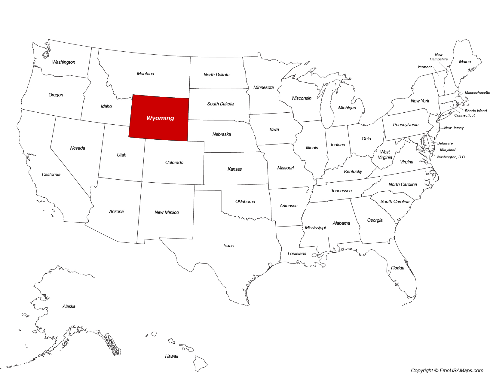 Map of Wyoming Location on the US Map