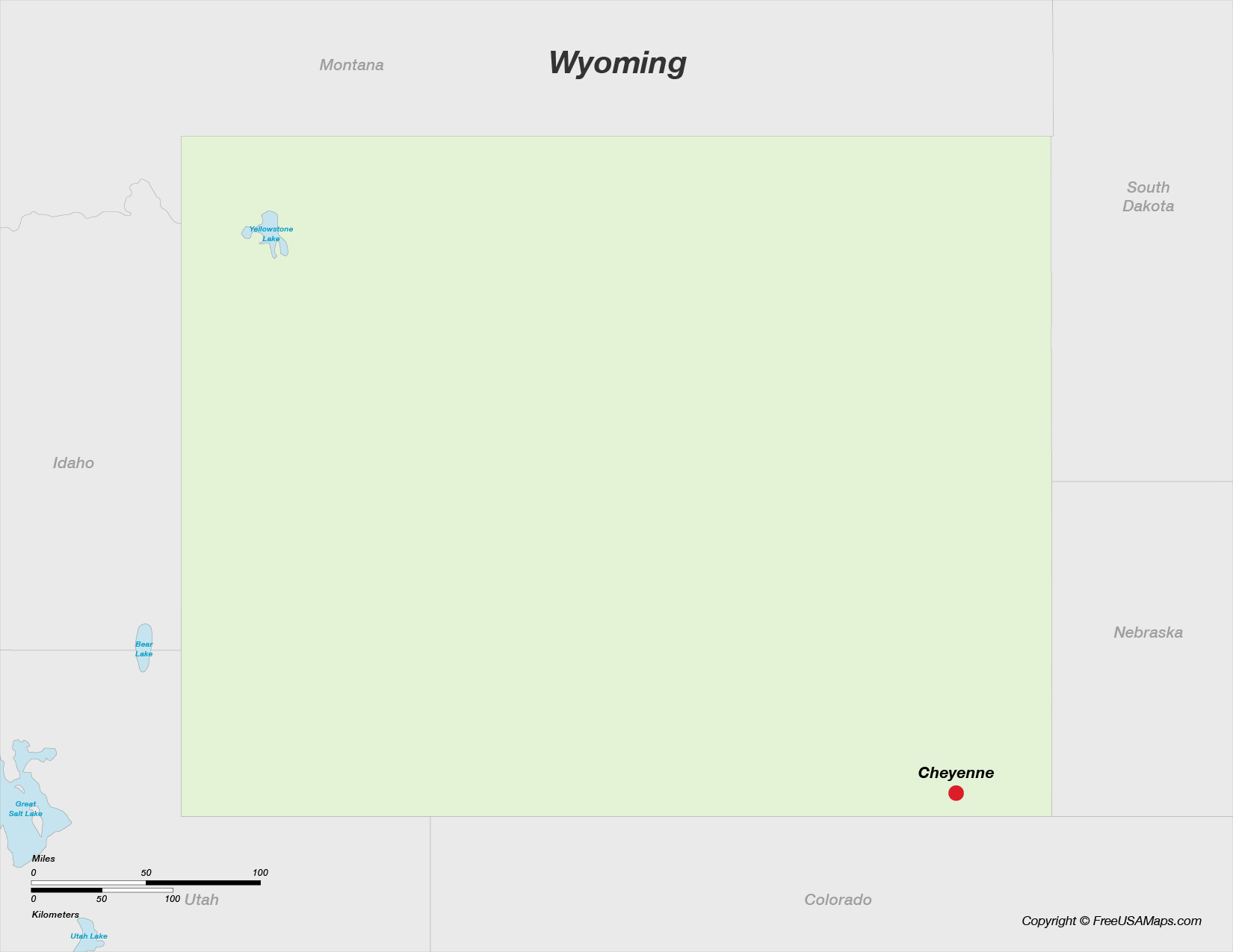 Map of Wyoming with Capital